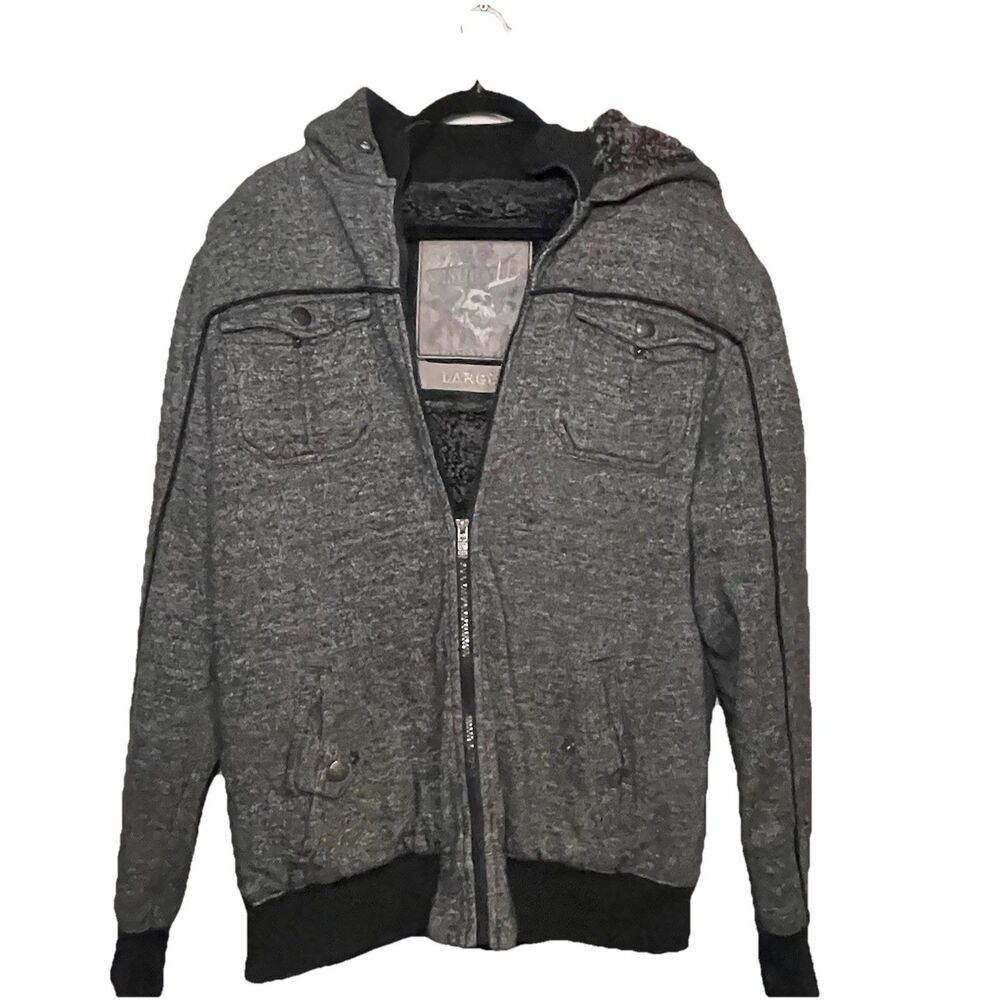 Fox Racing Hoodie Mens Large Gray Dustkicker IV Sherpa Lined Faux Fur Full Zip